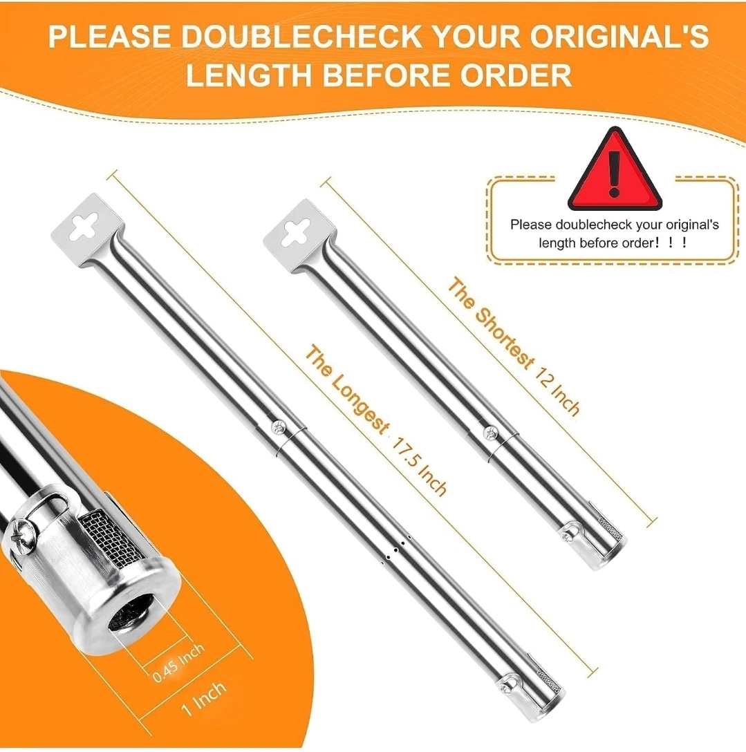 5 Pack Universal Stainless Steel BBQ Burner Pipes - photo 2
