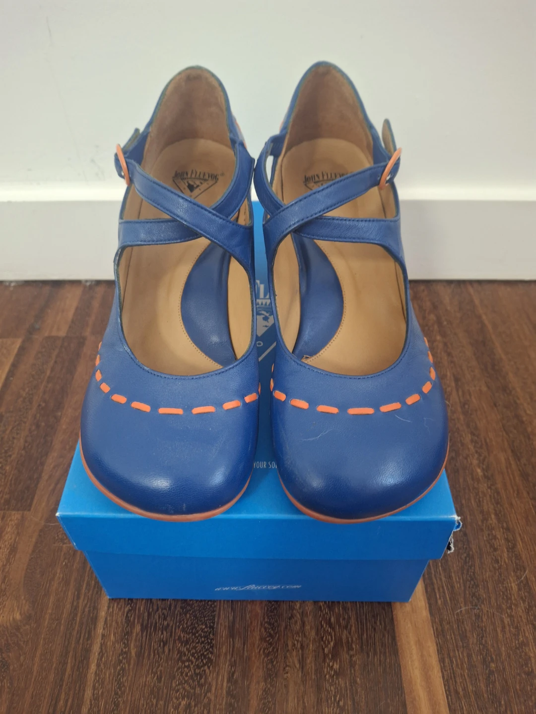 Fluevog "Malibran" Blue/Orange Size 9