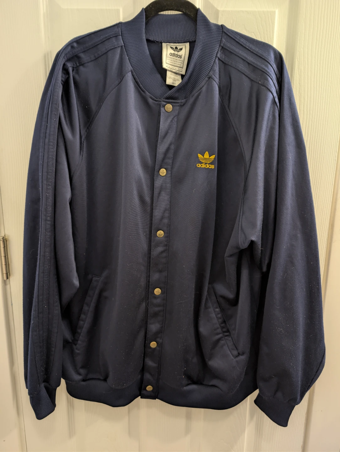 90's Vintage ⚽ Adidas Jacket Mens XL Navy Bomber