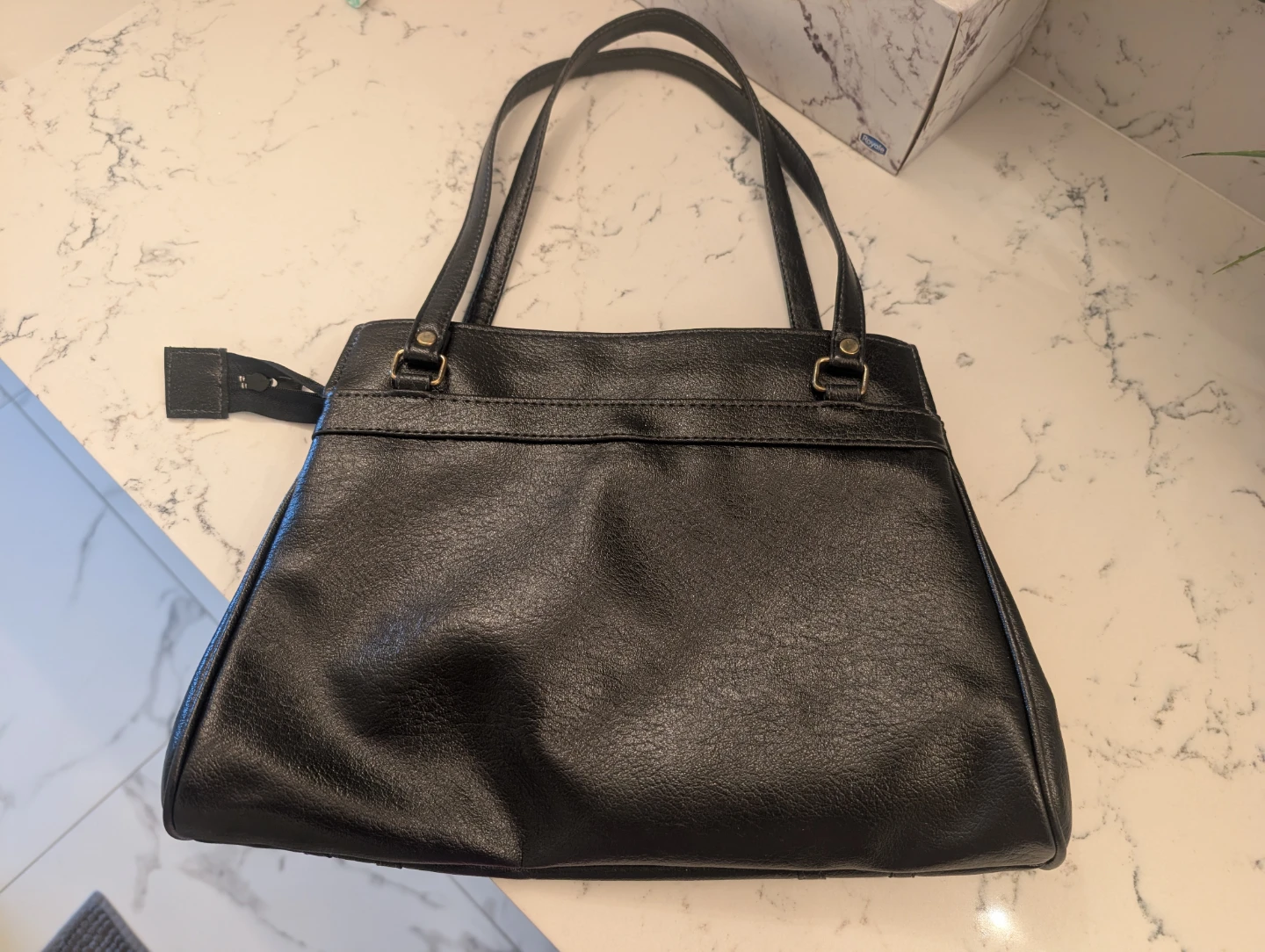 Black Faux Leather Shoulder Bag - photo 2