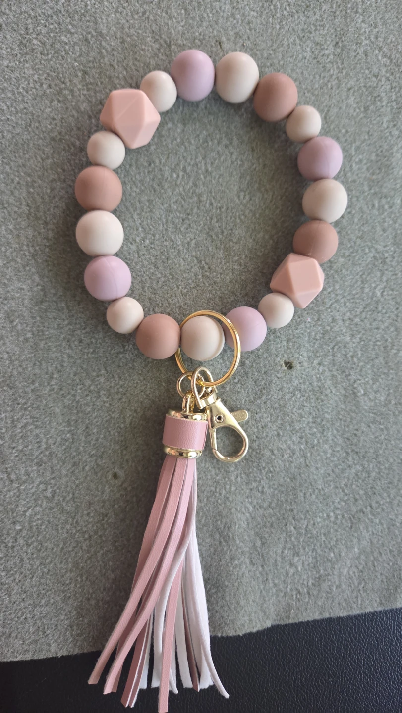 Beaded Keychain Bracelet with Tassel