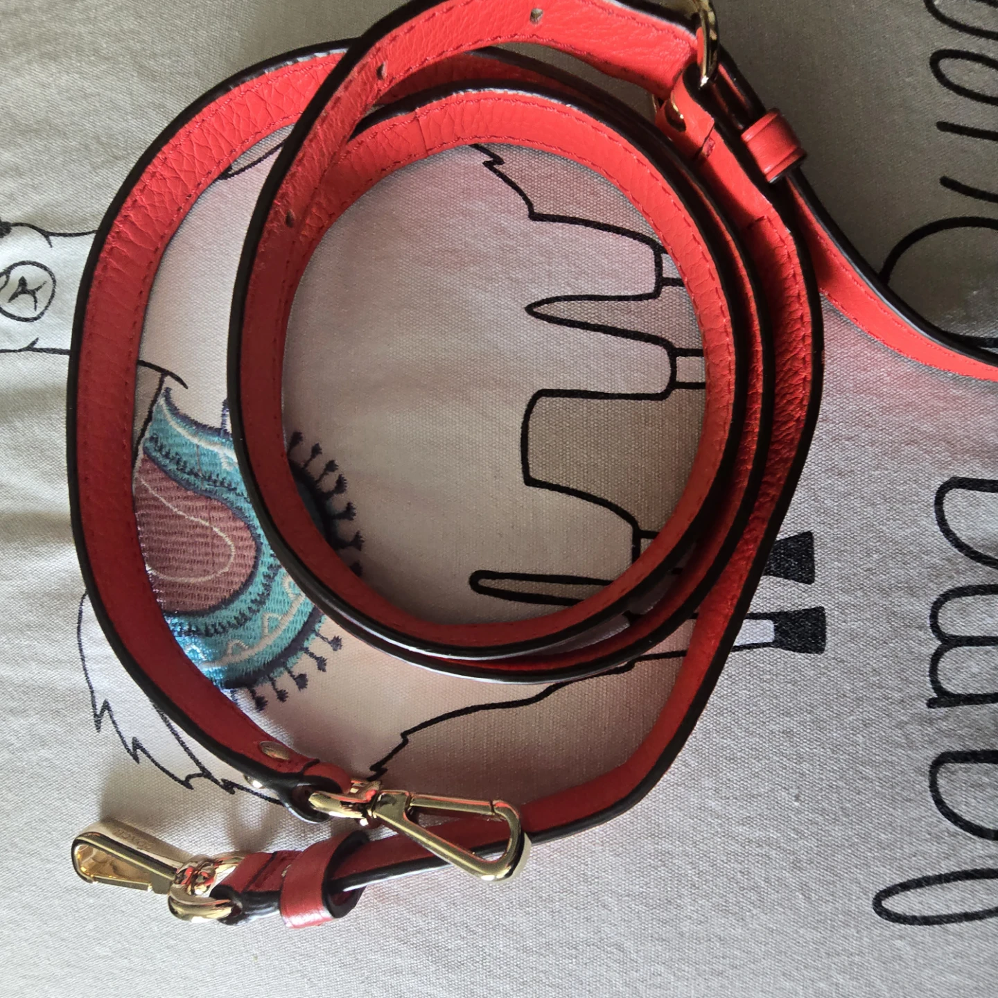 Coach Red Orange Leather Crossbody Strap