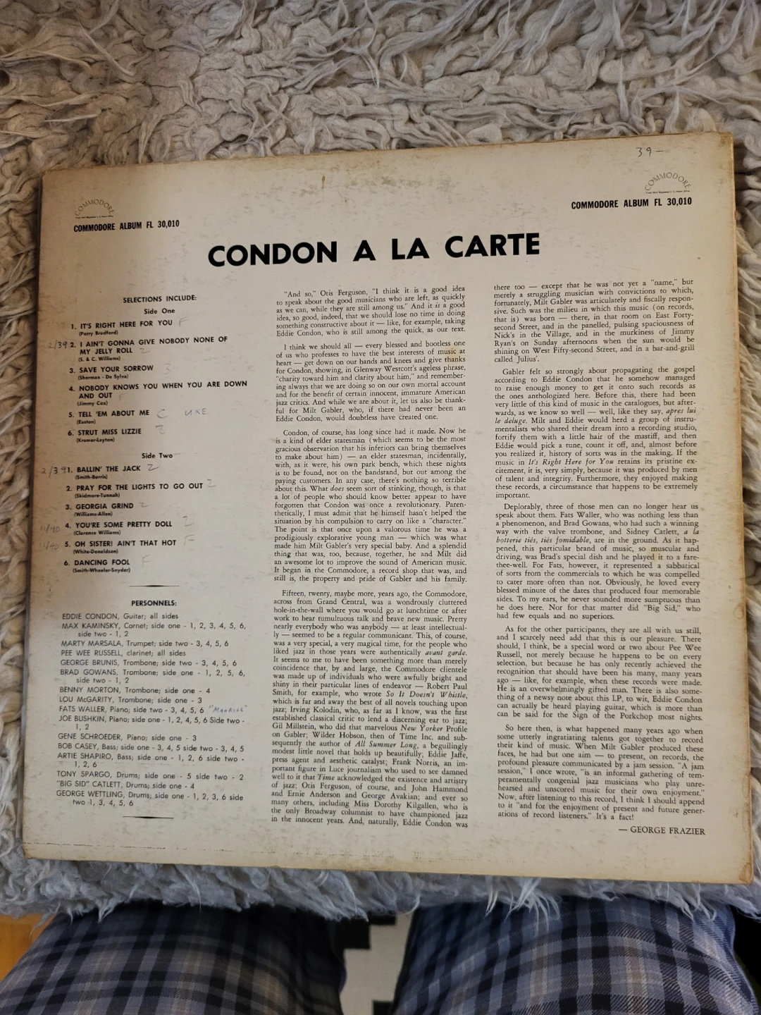 ⚽️ Eddie Condon Condon a la Carte Vinyl Record - photo 2