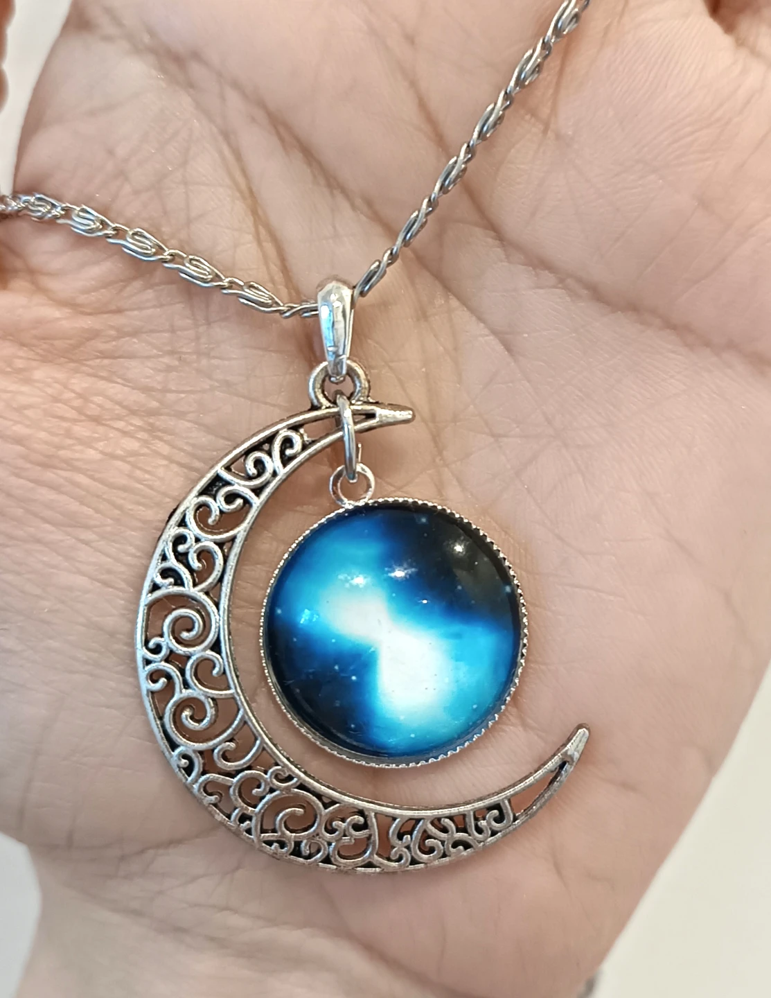 NEW Crescent Moon Galaxy Pendant Necklace