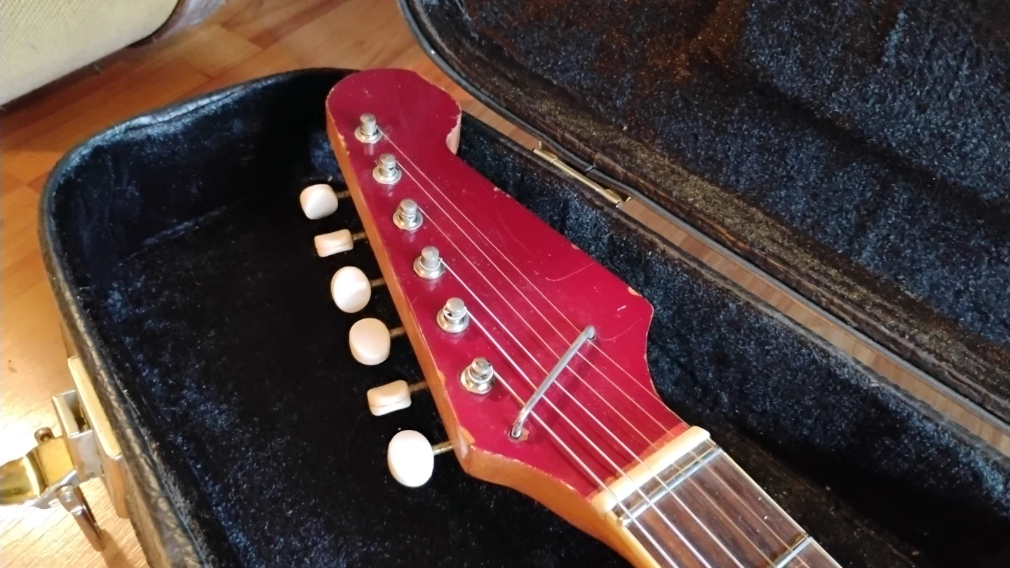 60s Red Teisco Electric Guitar with Case - photo 4