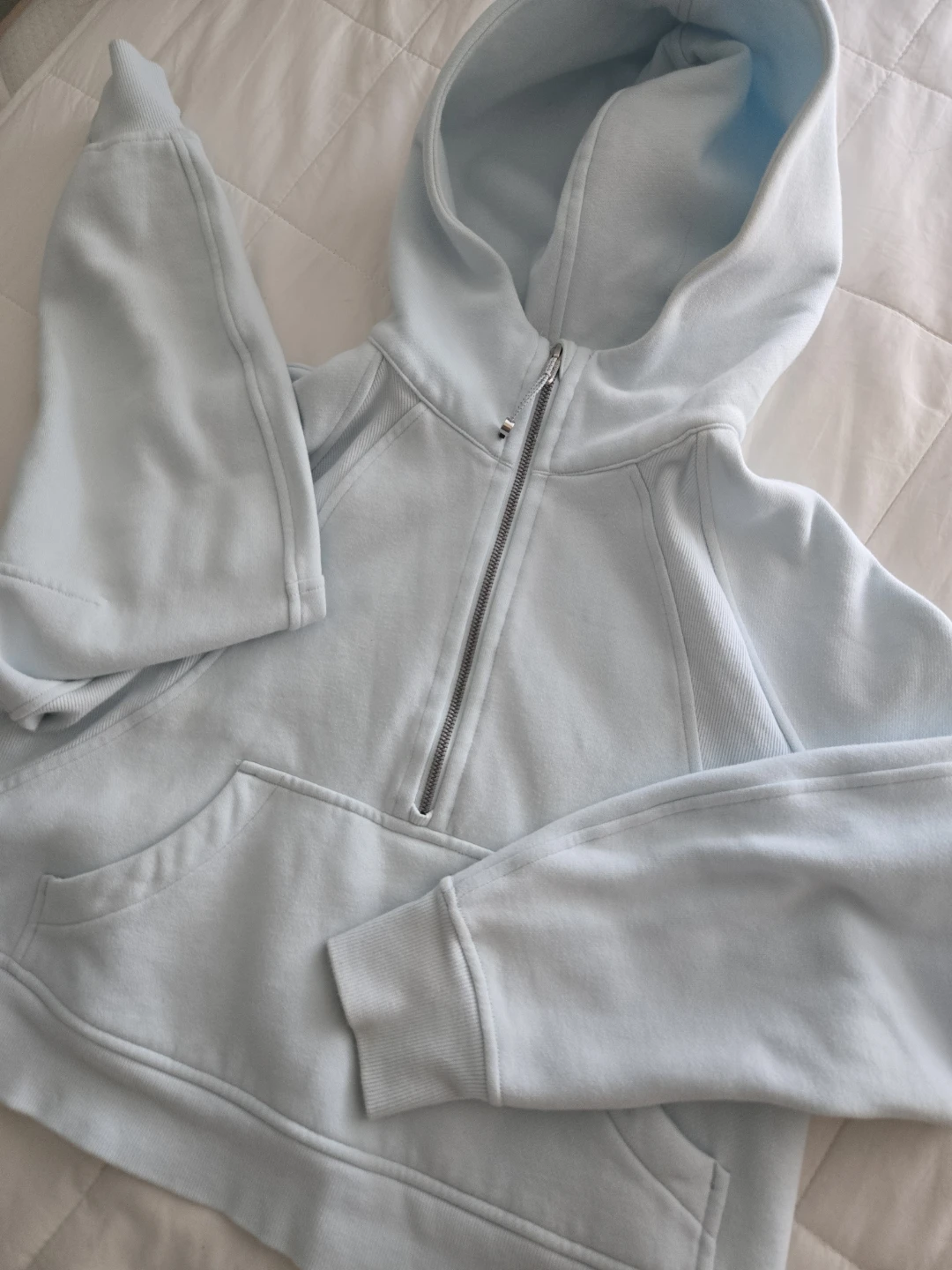 Lululemon Scuba Half Zip Hoodie Light Blue Cropped