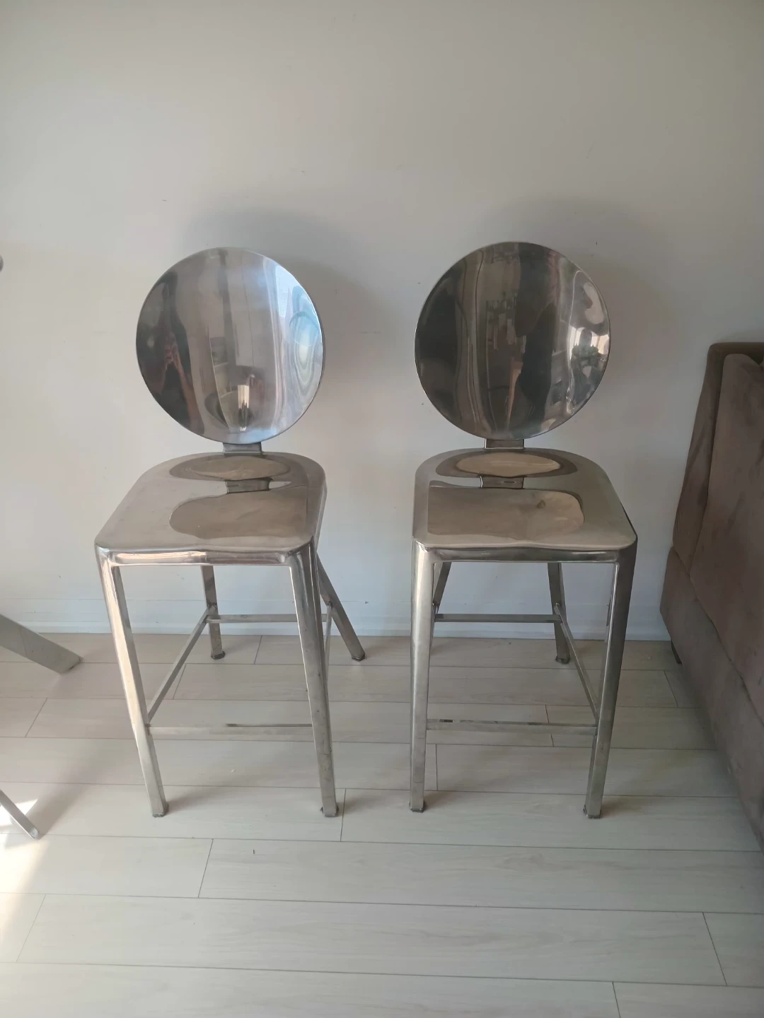 Set of 2 Silver Metal Bar Stools - photo 3