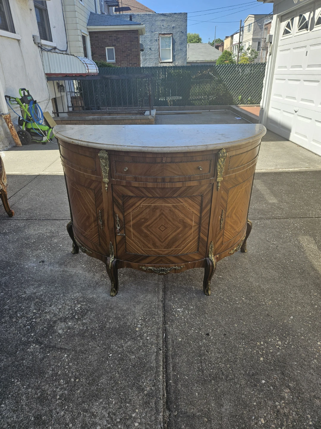 Beautiful louis XV style marbletop halfmoon table
