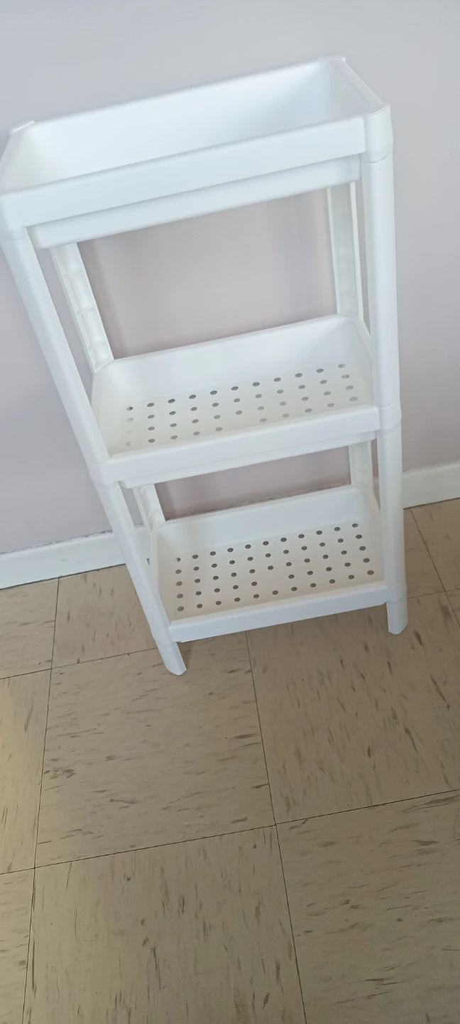 White 3-Tier Plastic Storage Shelf - photo 2