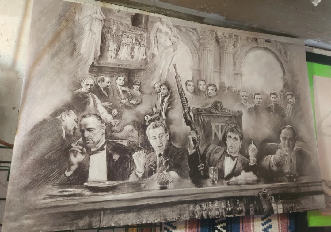Charcoal Drawing - The Godfather Montage