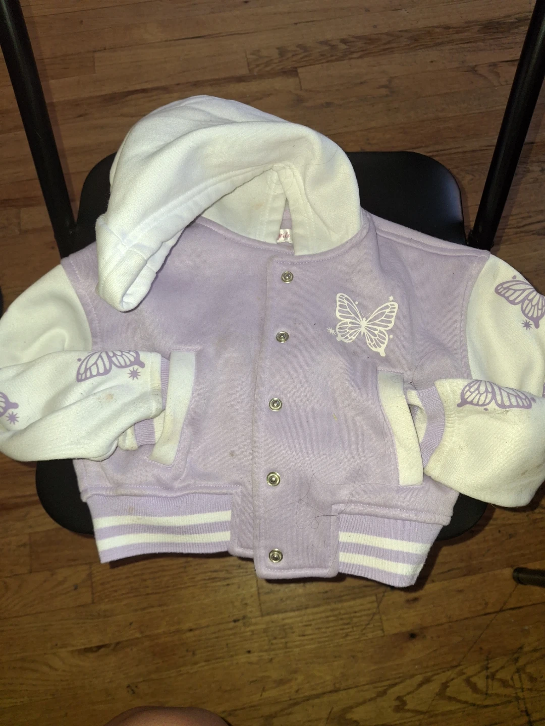 Stella Tweed Girls Lavender Butterfly Varsity Jacket Size 5/6 - photo 3