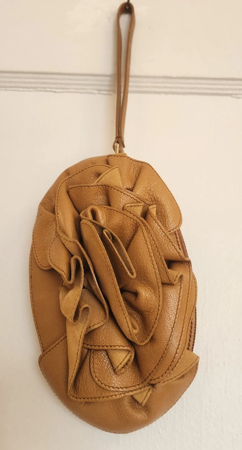 Salvatore Ferragamo Brown Leather Flower Clutch Pouch - photo 5