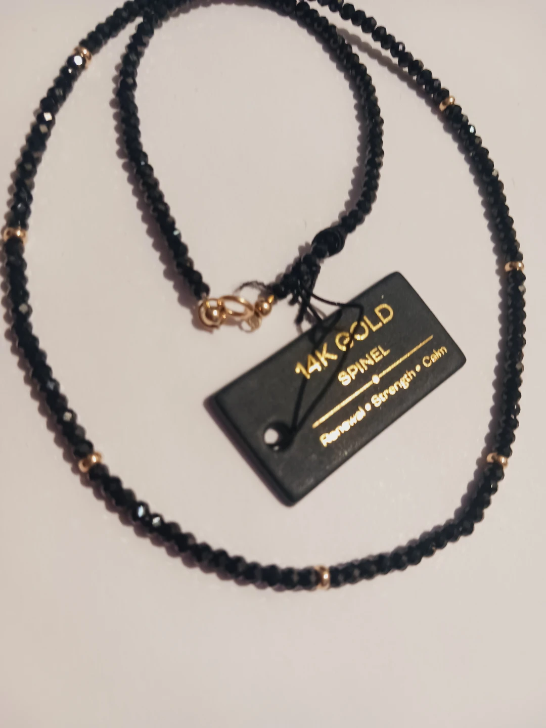 14K Gold Clasp & 14K Beads Black Spinel Stone Necklace - photo 3