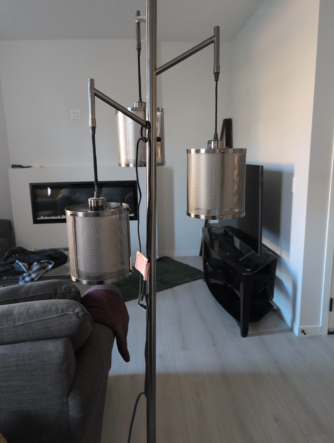 Silver Torchiere Floor Lamp with 3 Shades