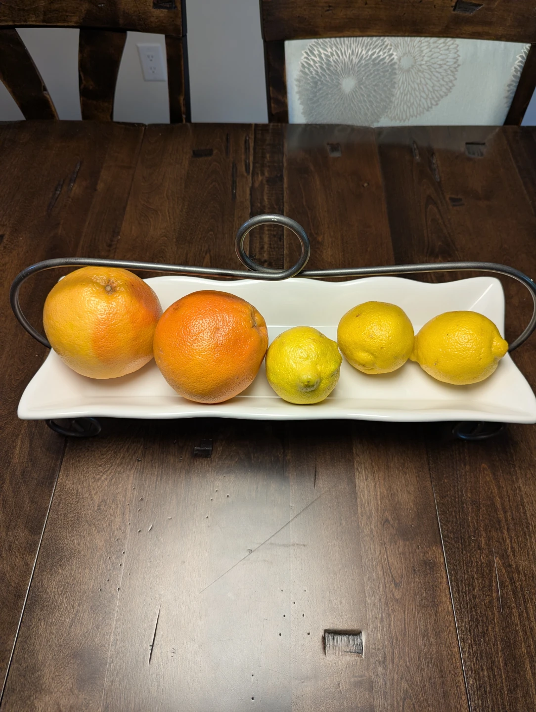 White Rectangular Serving Tray with Metal Stand
