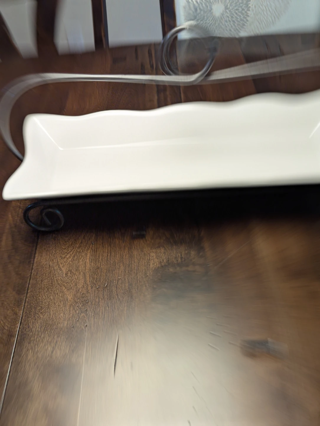 White Rectangular Serving Tray with Metal Stand - photo 2