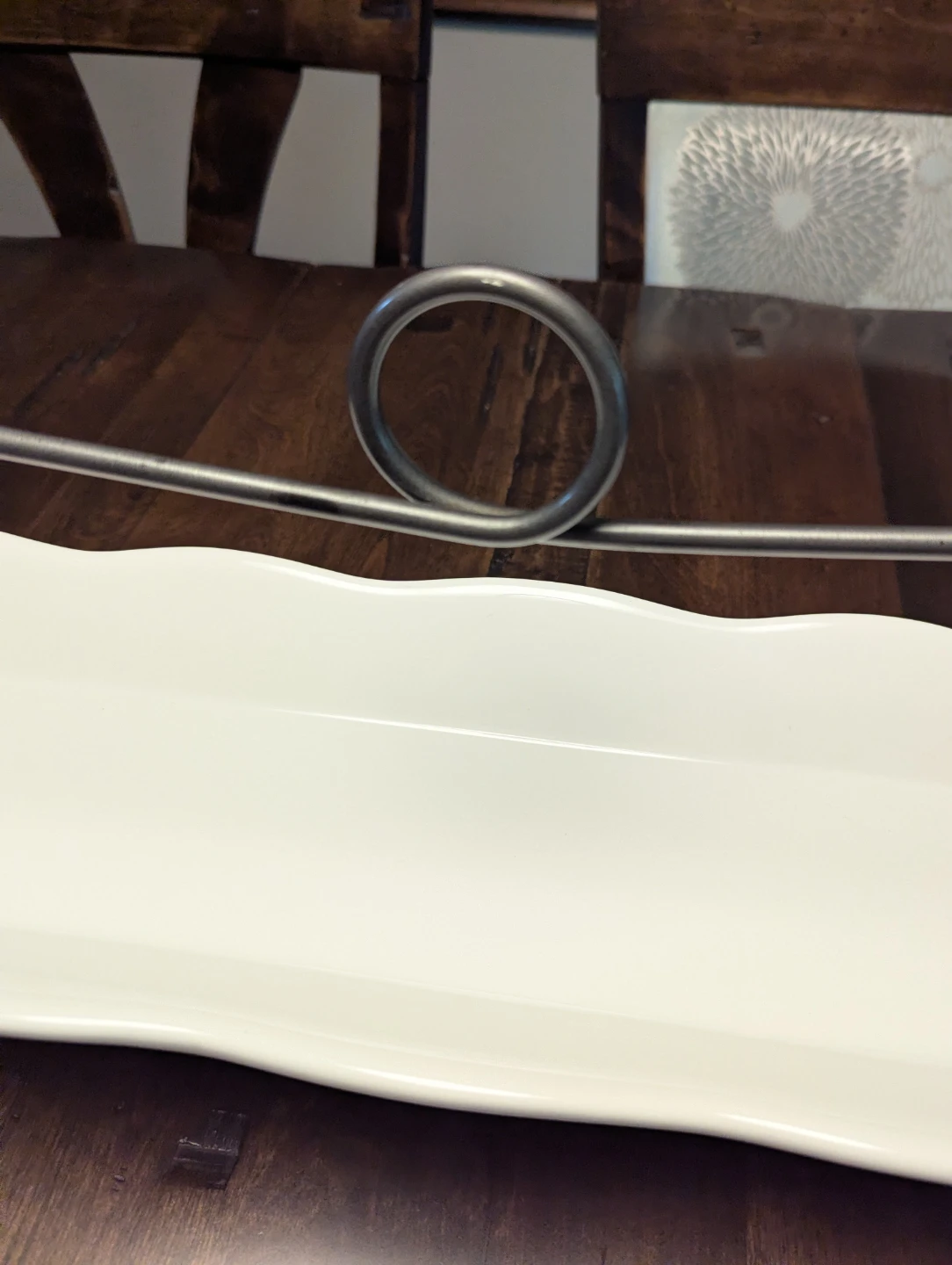 White Rectangular Serving Tray with Metal Stand - photo 3