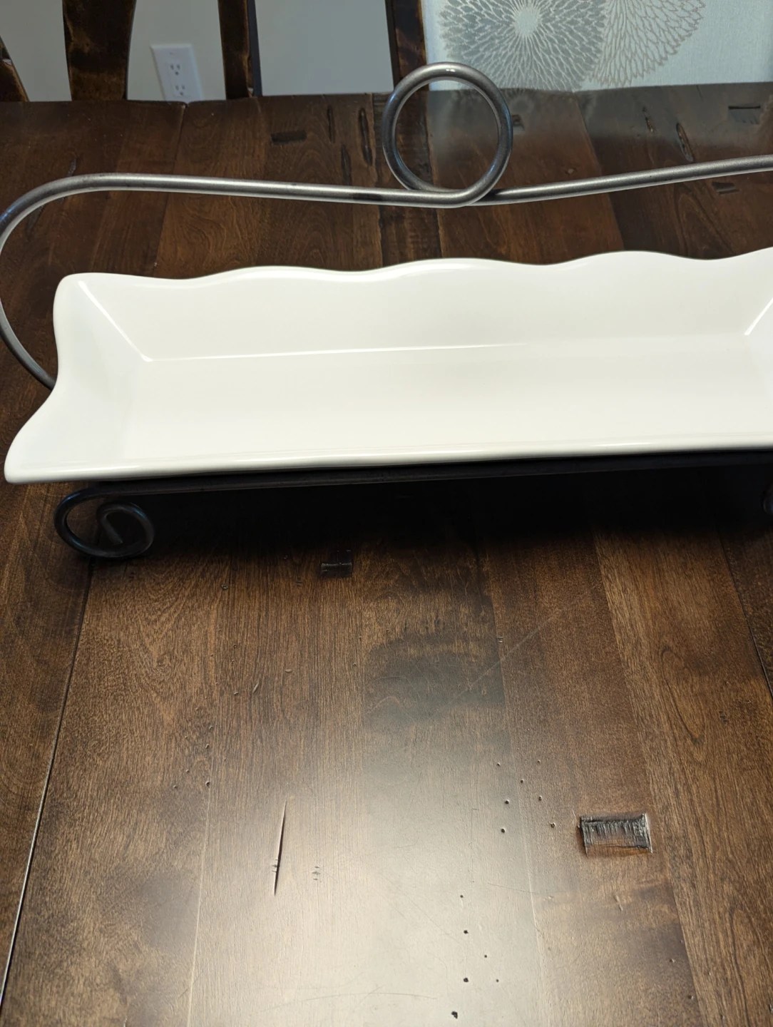 White Rectangular Serving Tray with Metal Stand - photo 4