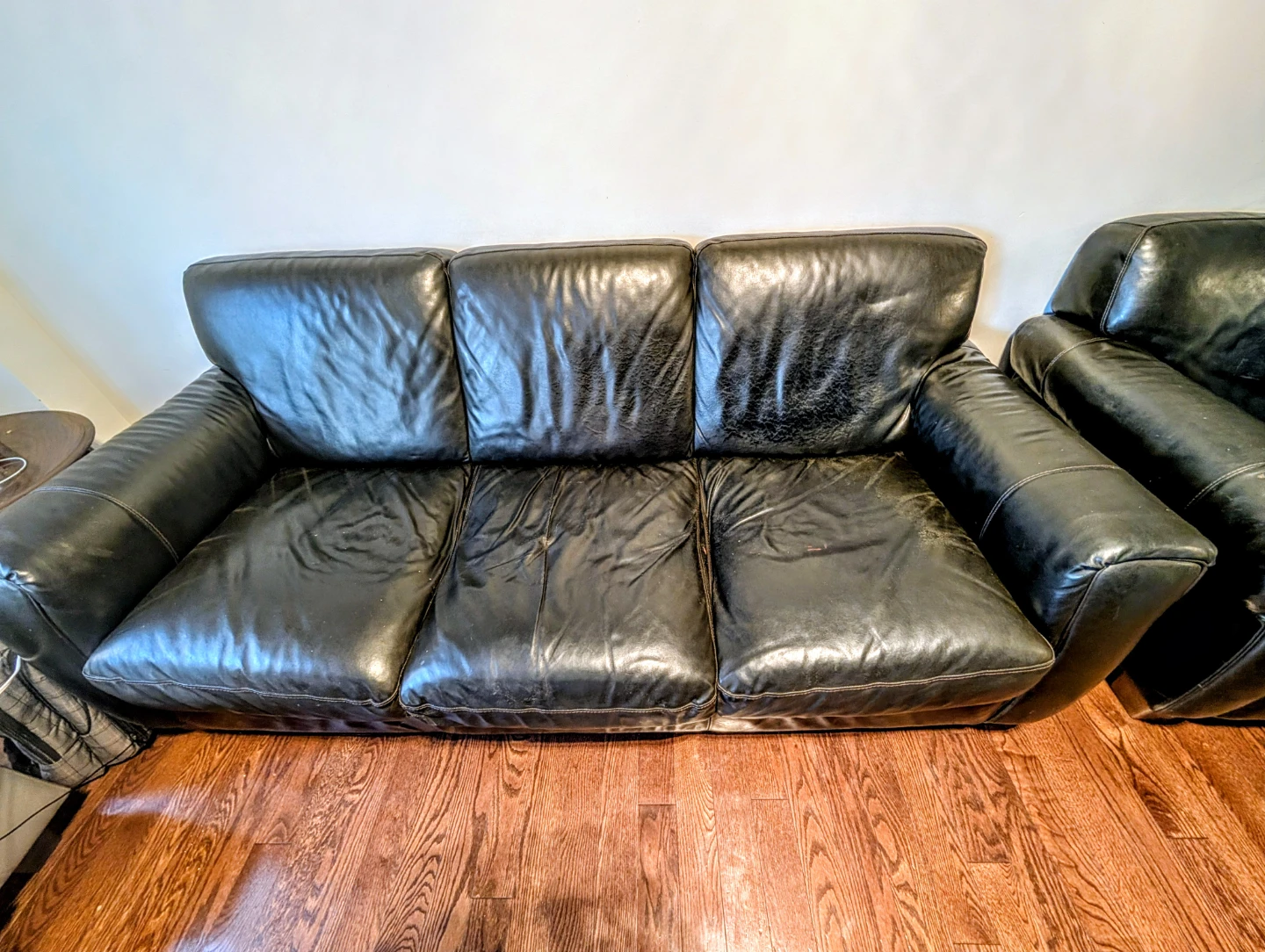 Black Leather Sofa and Armchair Set - photo 2