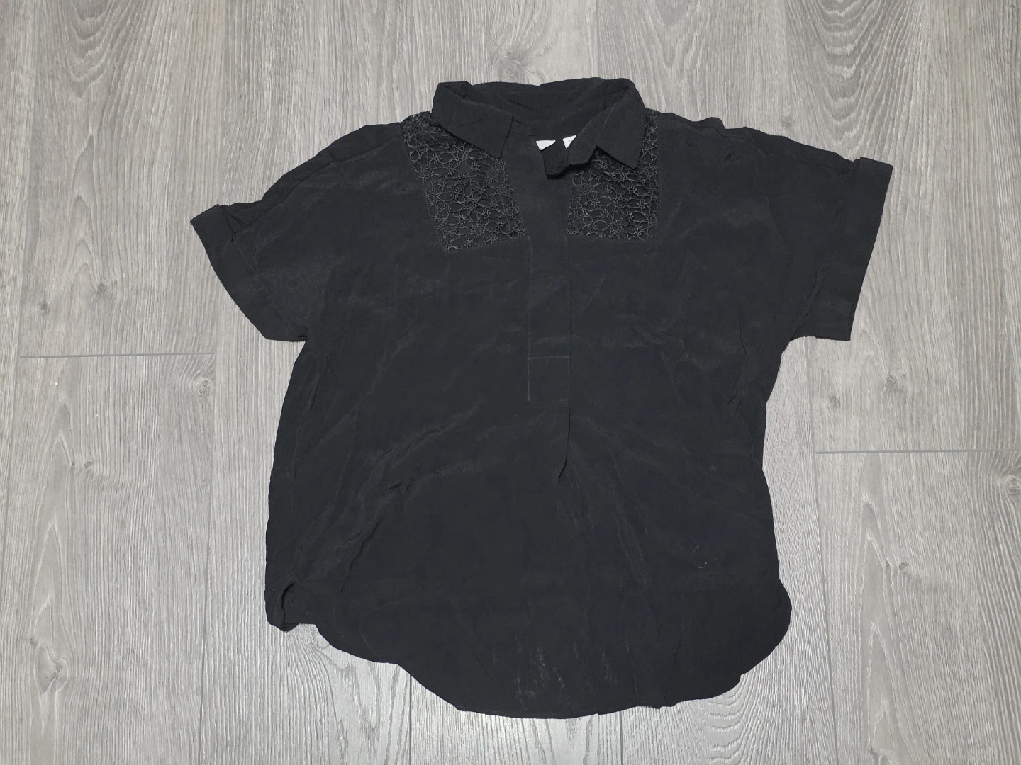 Black Embellished Short Sleeve Blouse