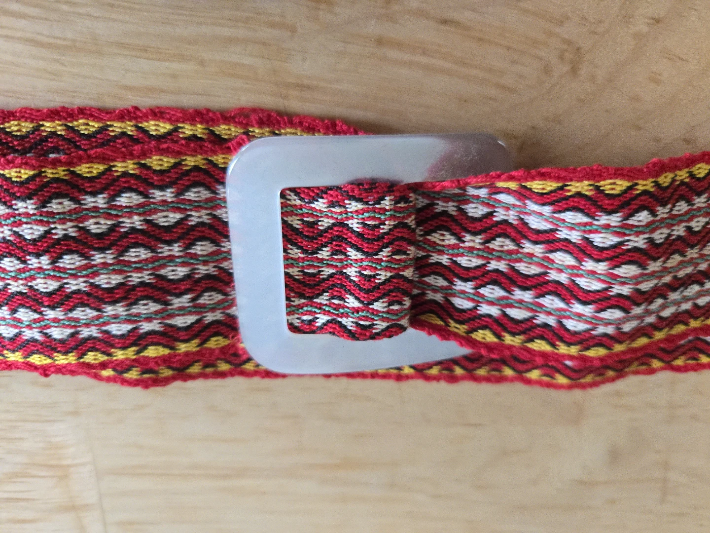 Woven Fabric Belt with White Buckle - photo 2