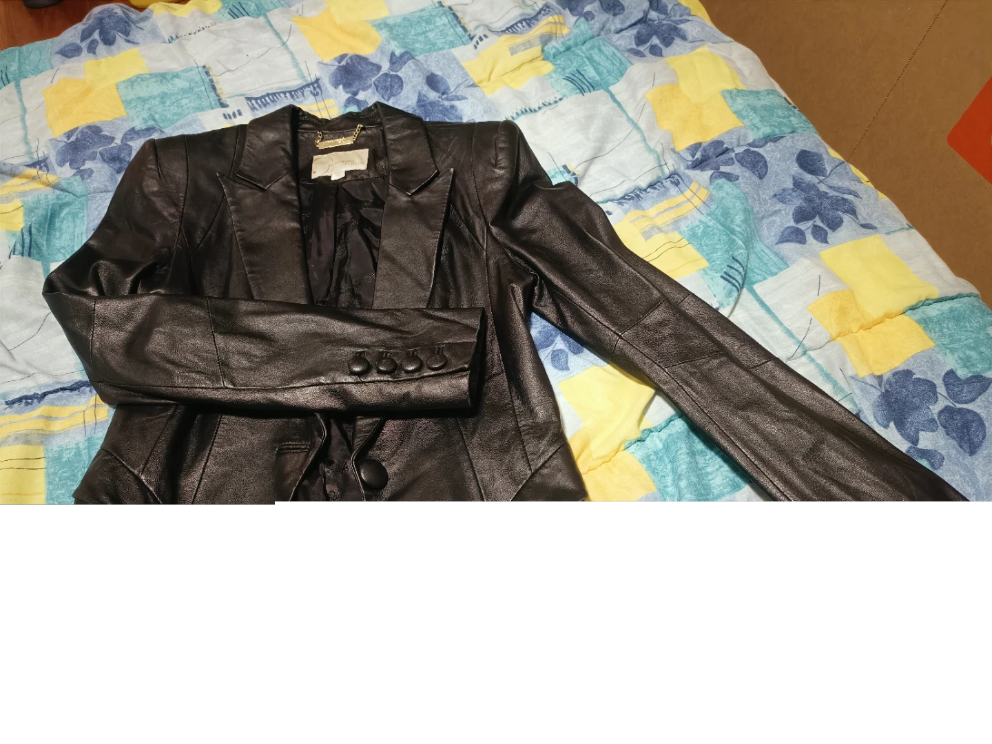 Black Leather Blazer with Fur Collar