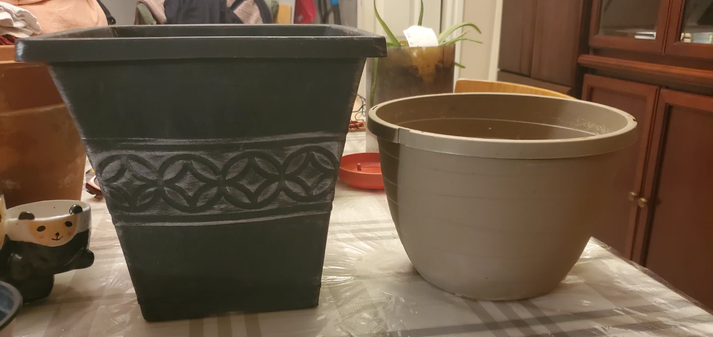 Two Plastic Plant Pots