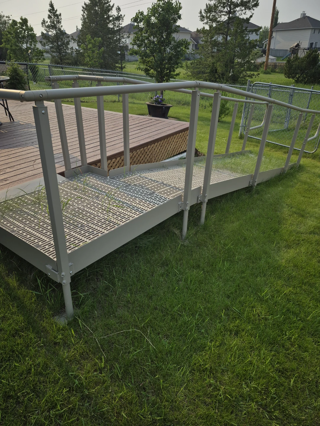 Deck Access Ramp with Handrails