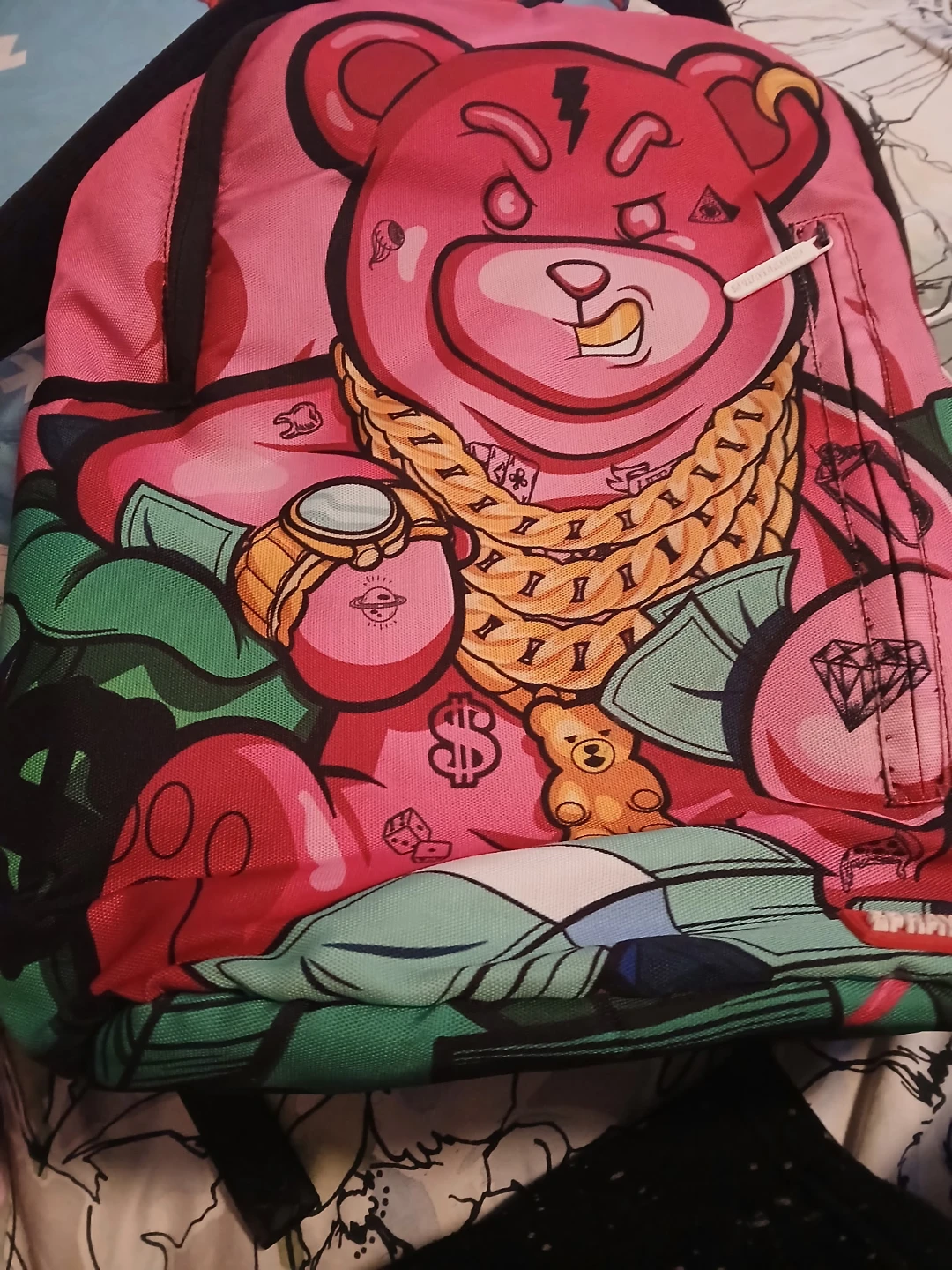 SPRAY GROUND Pink Graphic Teddy Bear Backpack