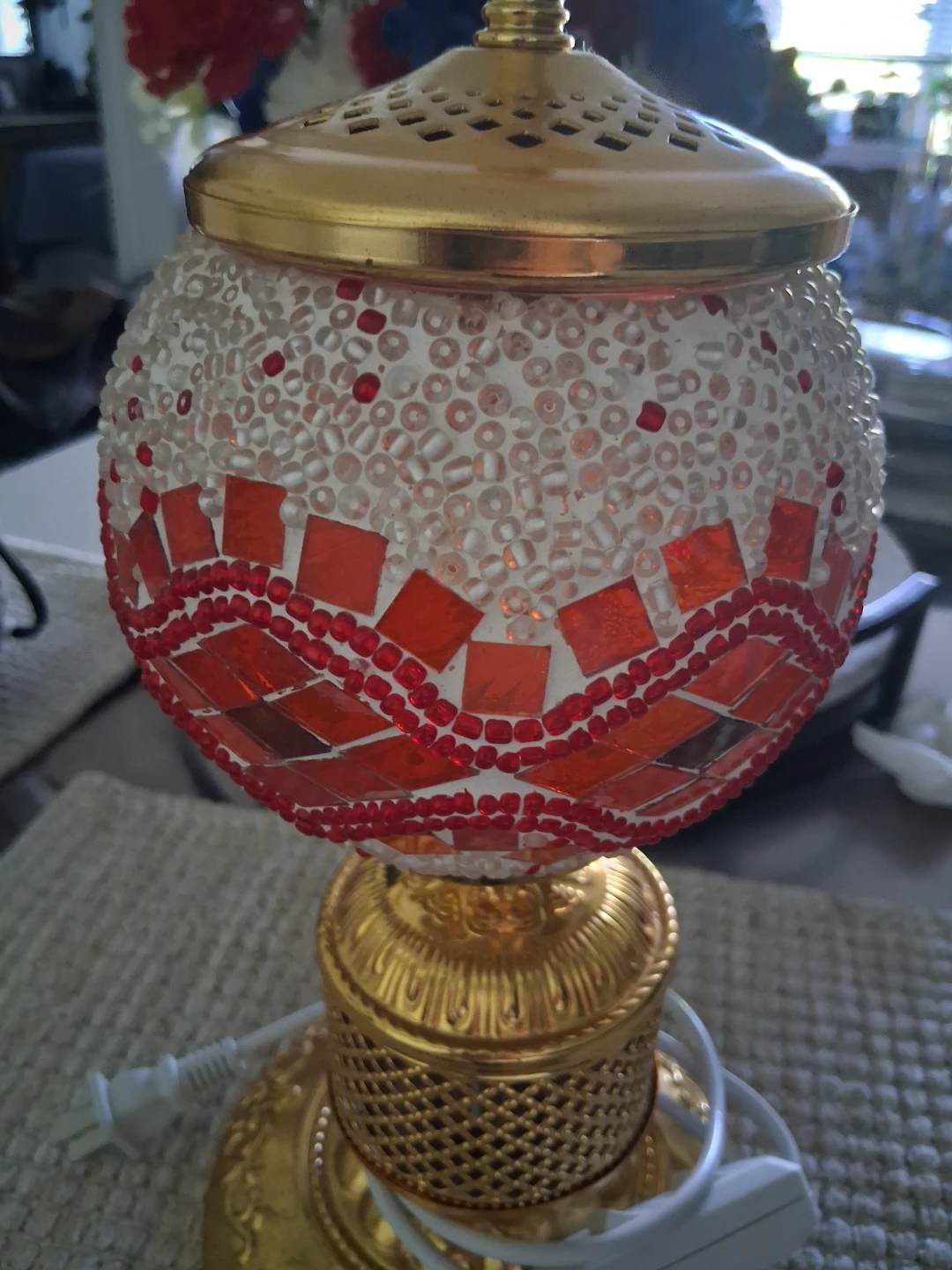 Mosaic Decorative Lamp with Crescent Moon Accent - photo 2