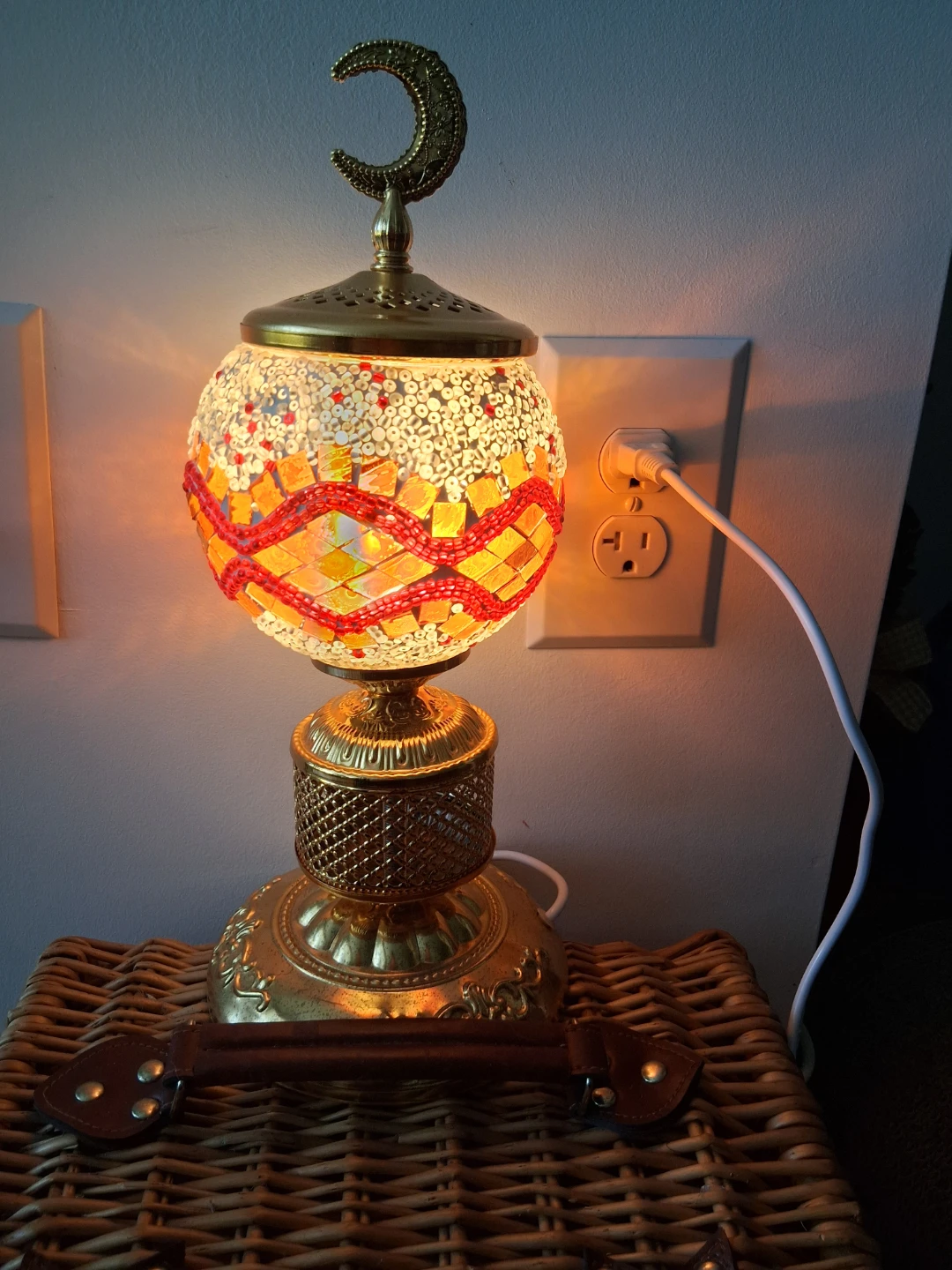 Mosaic Decorative Lamp with Crescent Moon Accent - photo 4