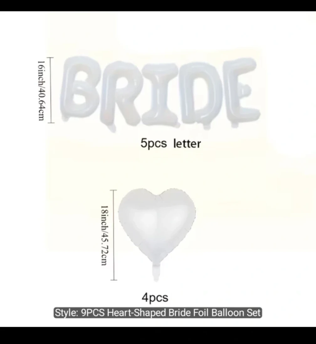 White Bride Foil Balloon Set - 9 Pieces - photo 2