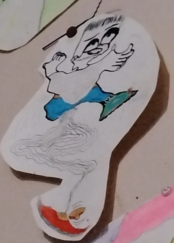 Hand-drawn whimsical character art piece⚽