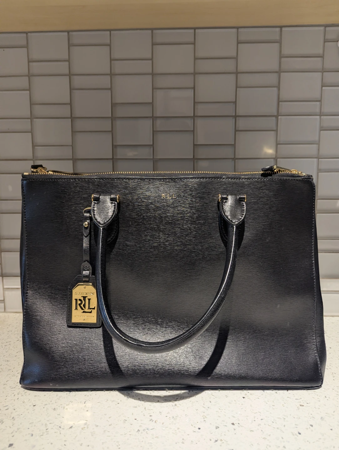 Lauren Ralph Lauren Black Leather Tote Handbag - photo 3