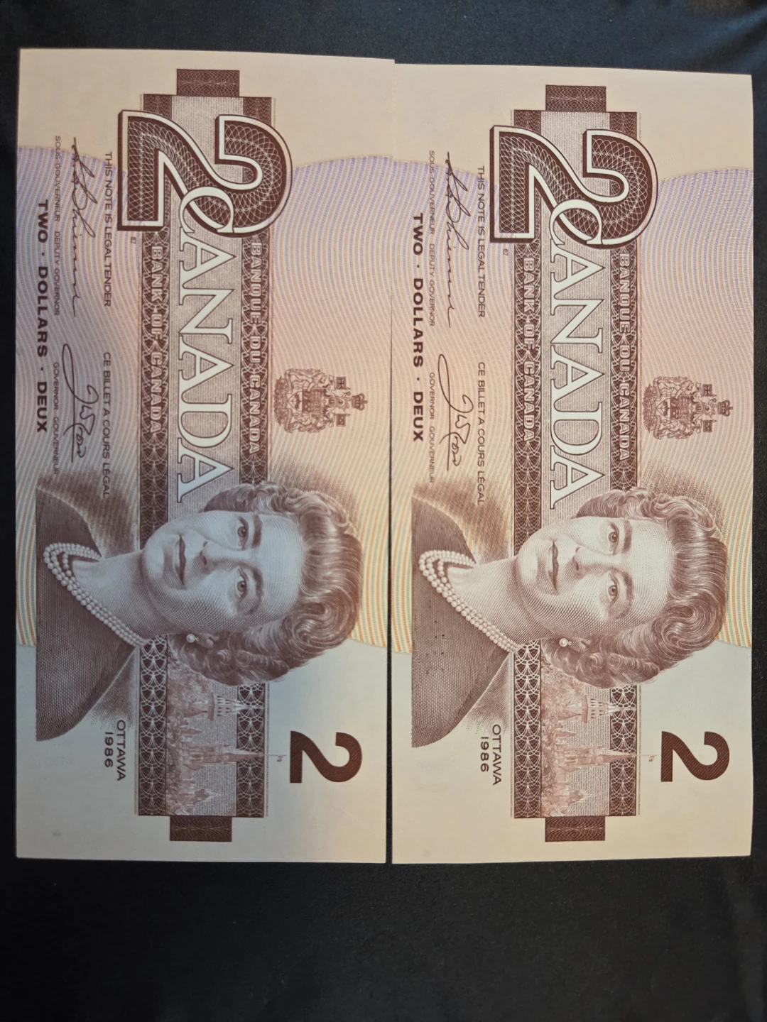 In Sequence Two 1986 Canadian $2 Bills - photo 2