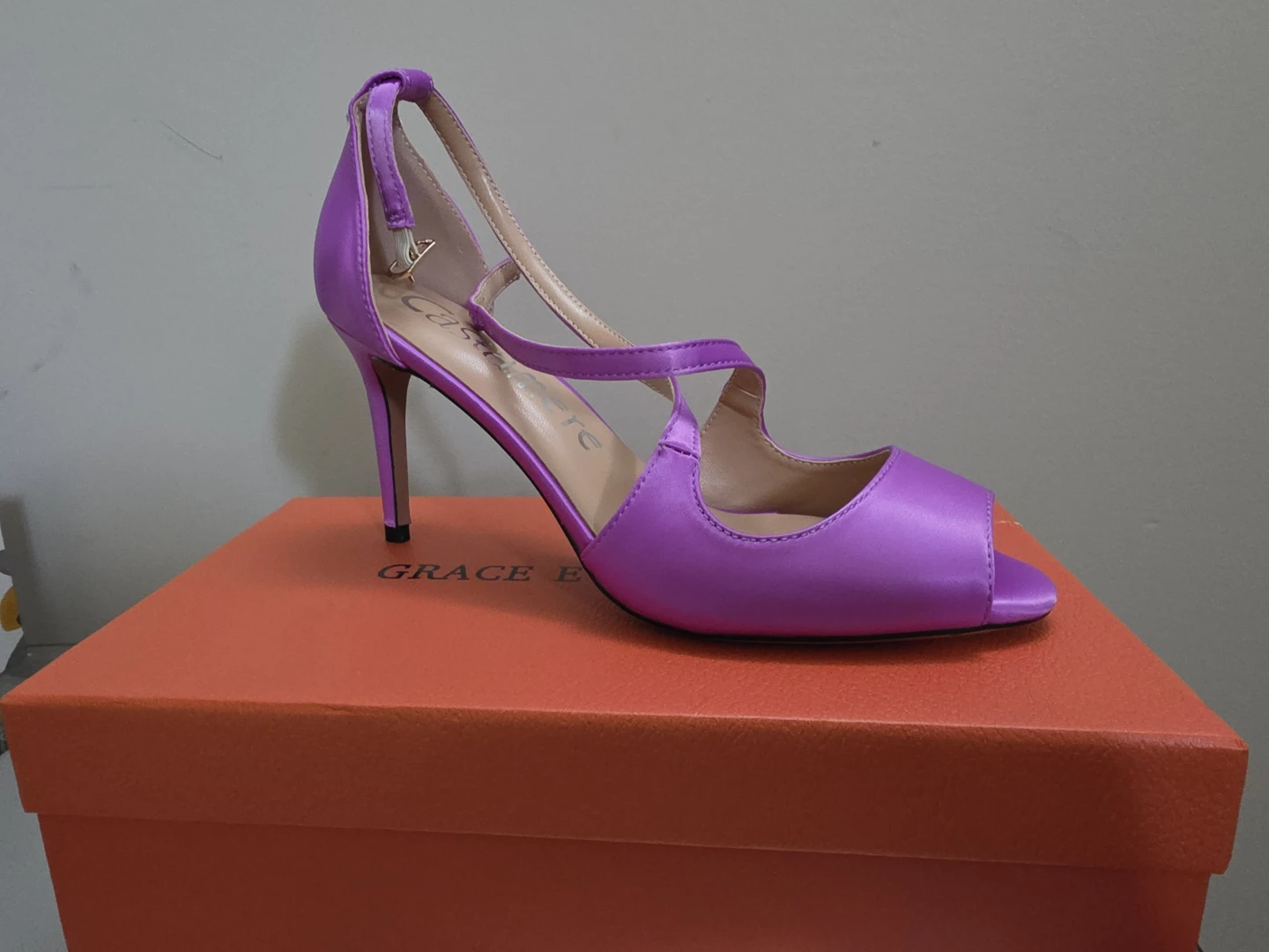 Grace E. Purple Satin Heeled Sandals - photo 3