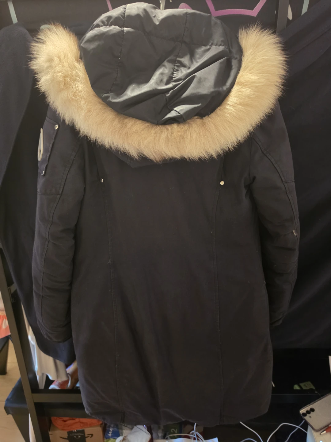 Moose Knuckles Navy Parka Jacket with Fur Trim - photo 3