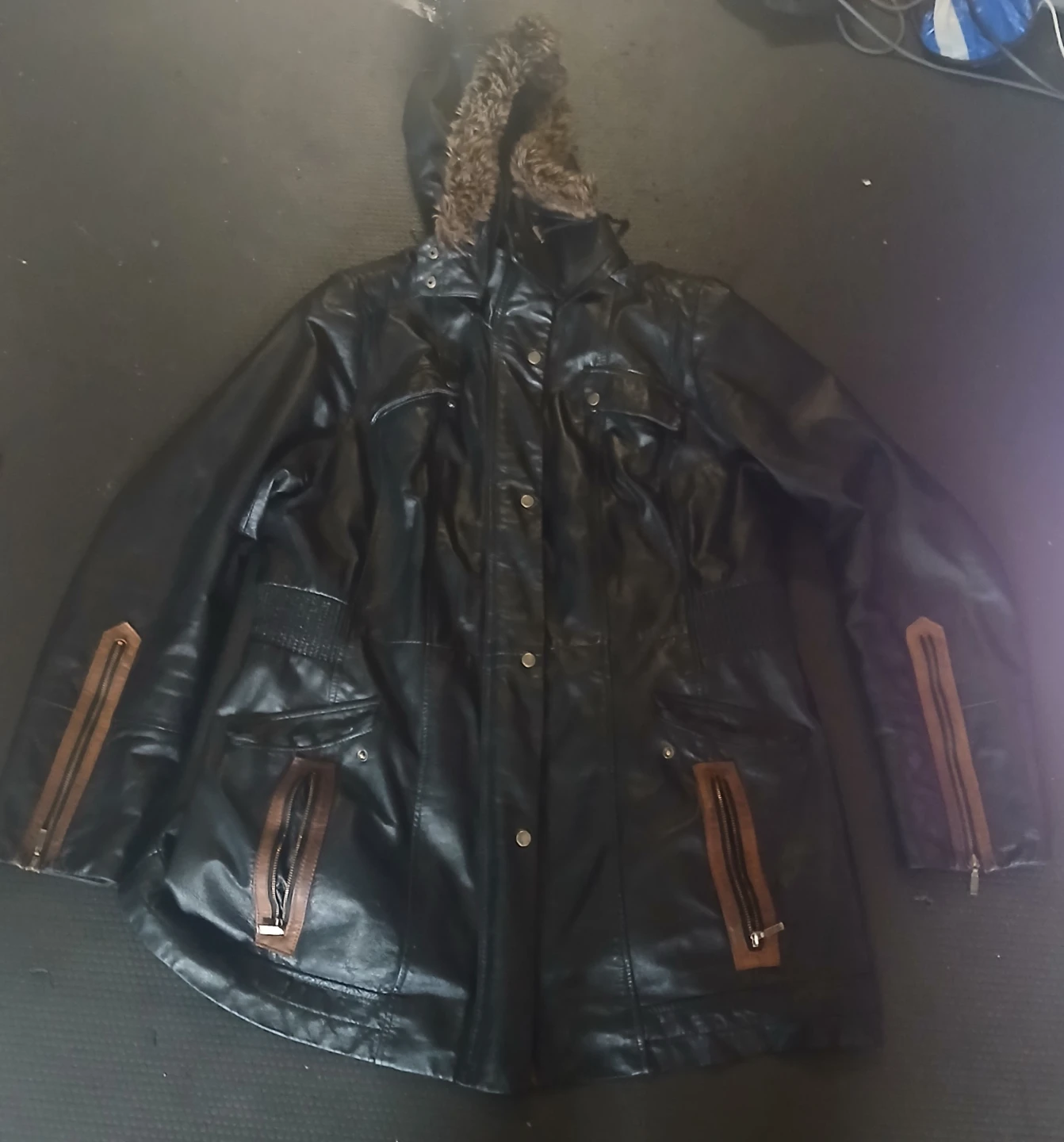 Danier  Leather Jacket with Fur Trim
