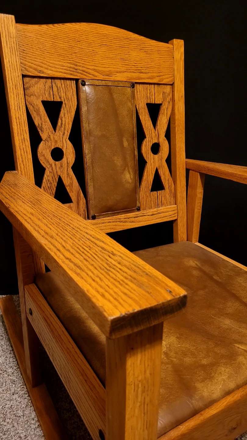 Oak Rocking Chair w/ Leather Seat & Back - photo 2