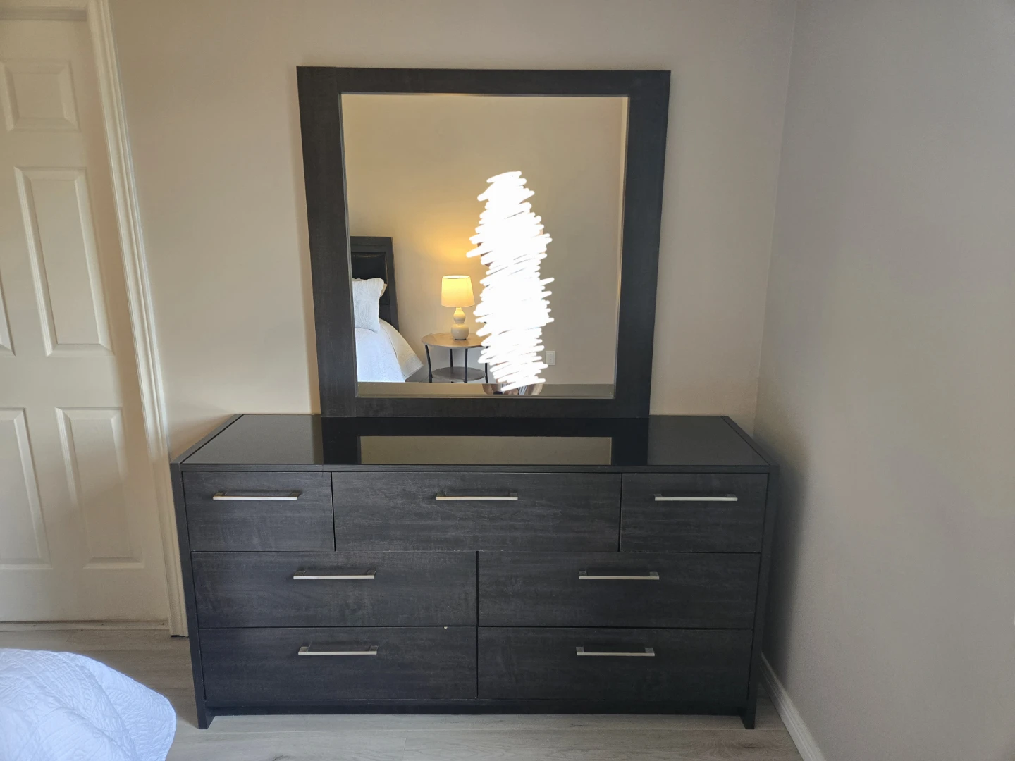 Dark Wood Dresser with Mirror