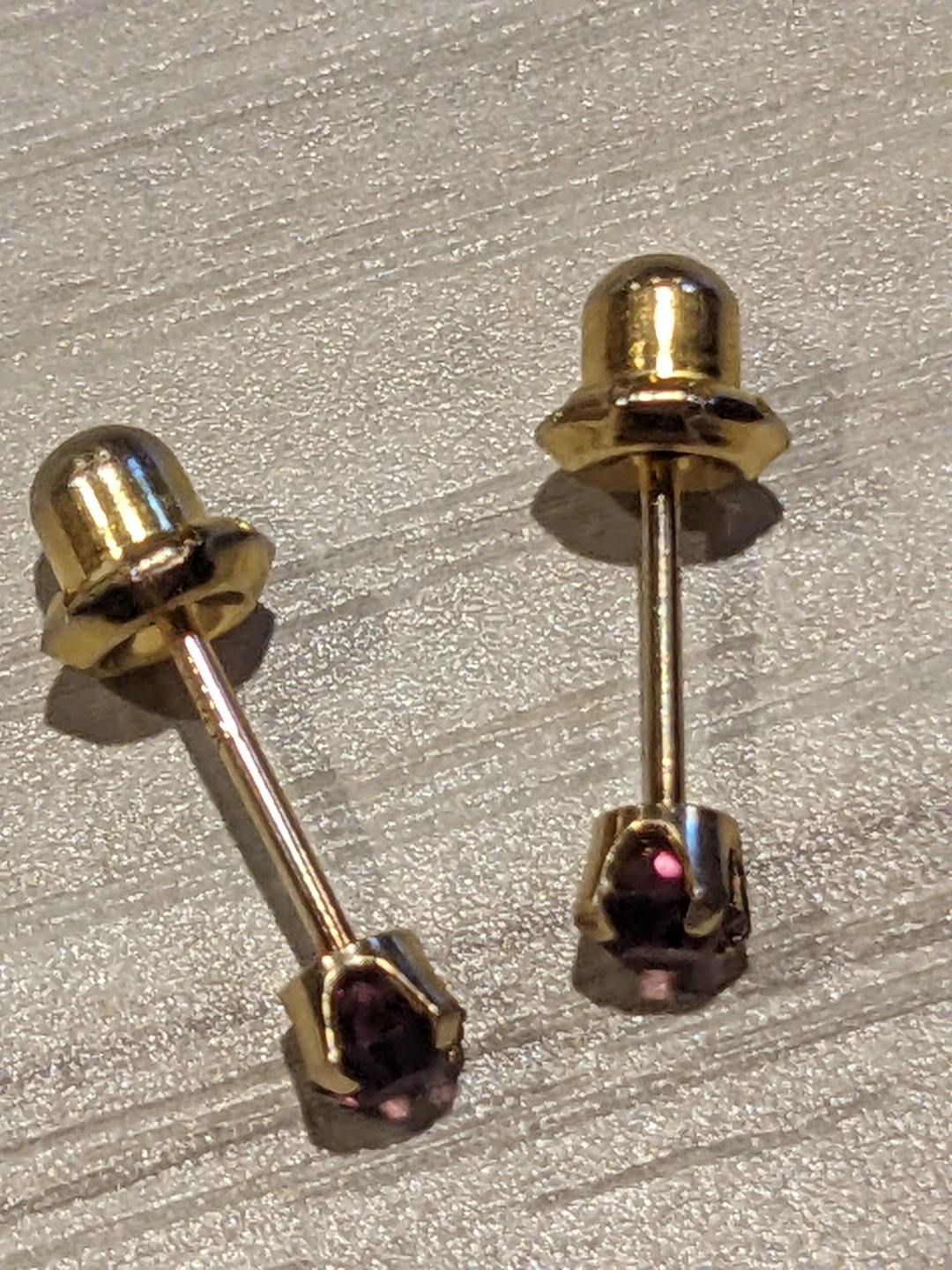 14K Yellow Gold Amethyst Stud Earrings - photo 3