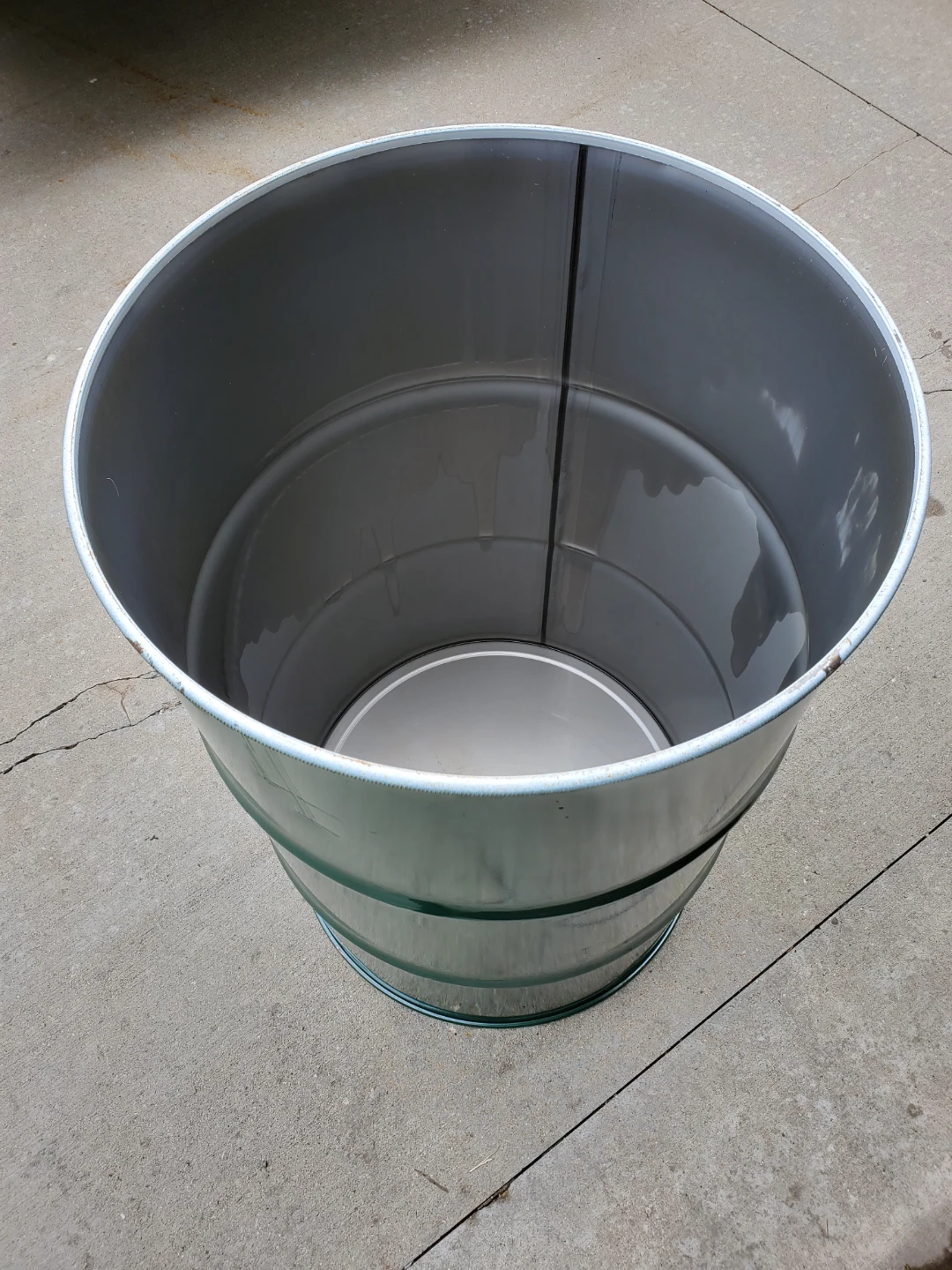 Green Metal Drum 55-gallon not galvanized, open Top, no lid. - photo 2