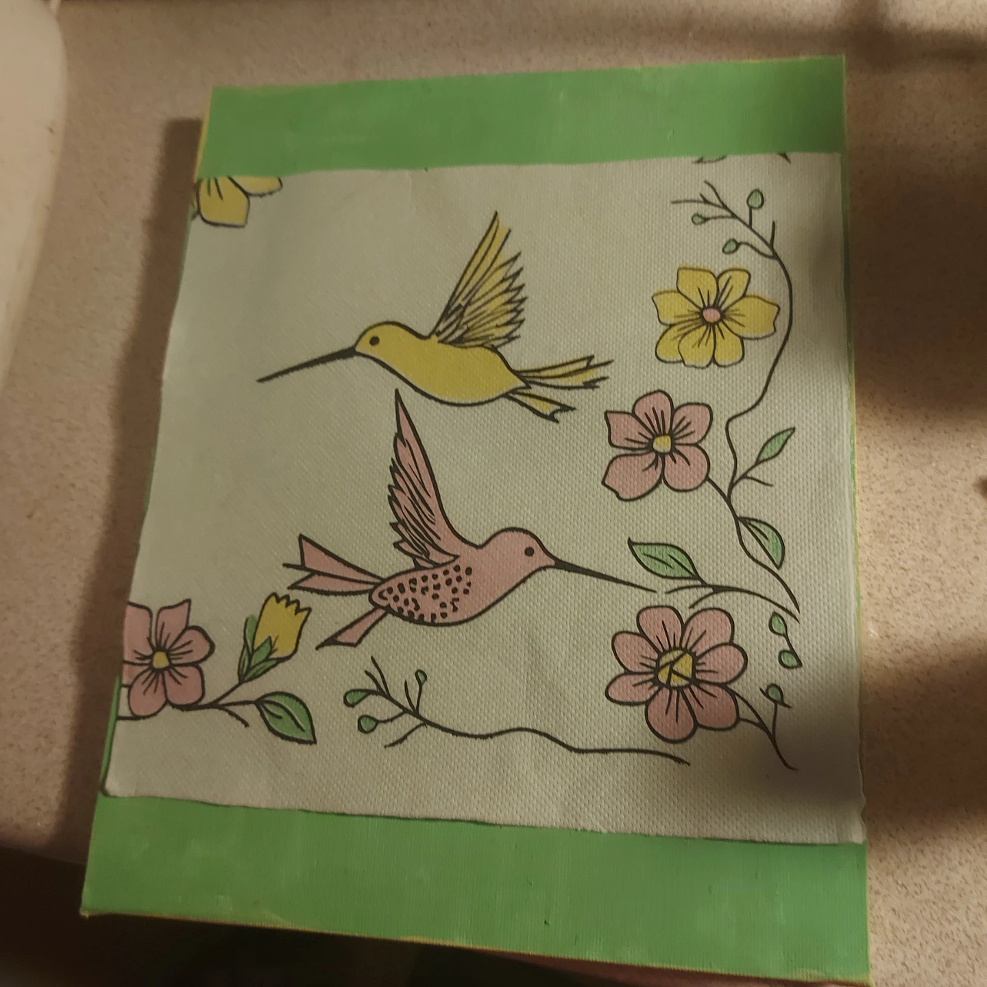 Decorated Canvas Wall Hangings with Hummingbirds and Flowers - photo 2