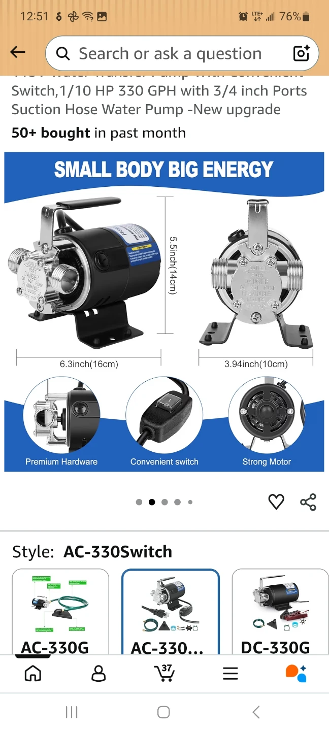 FLOWPAC 115V Water Transfer Pump AC-330Switch - photo 3