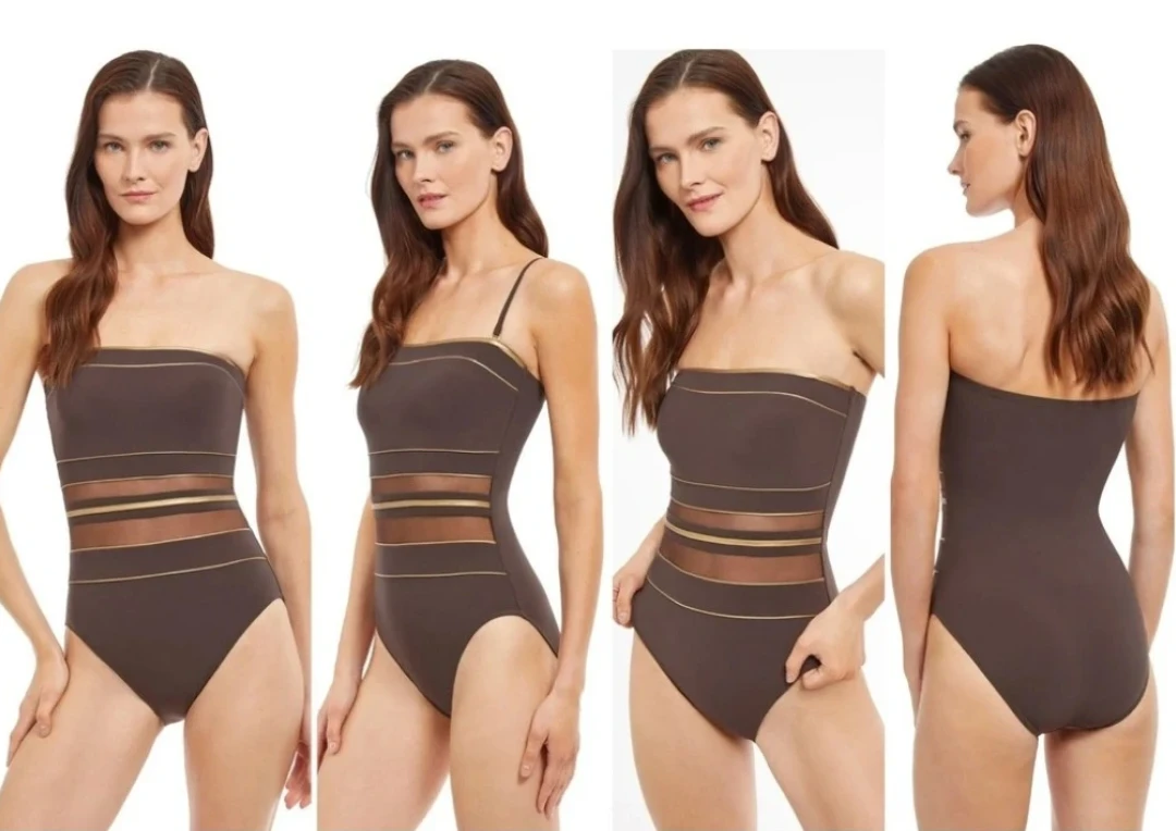 Gotttex Onyx One Piece Swimsuit - Brown/Gold - Size 10