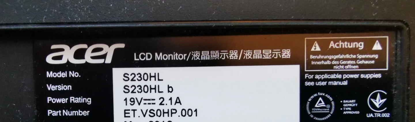 23" Acer S230HL LCD Monitor - photo 2