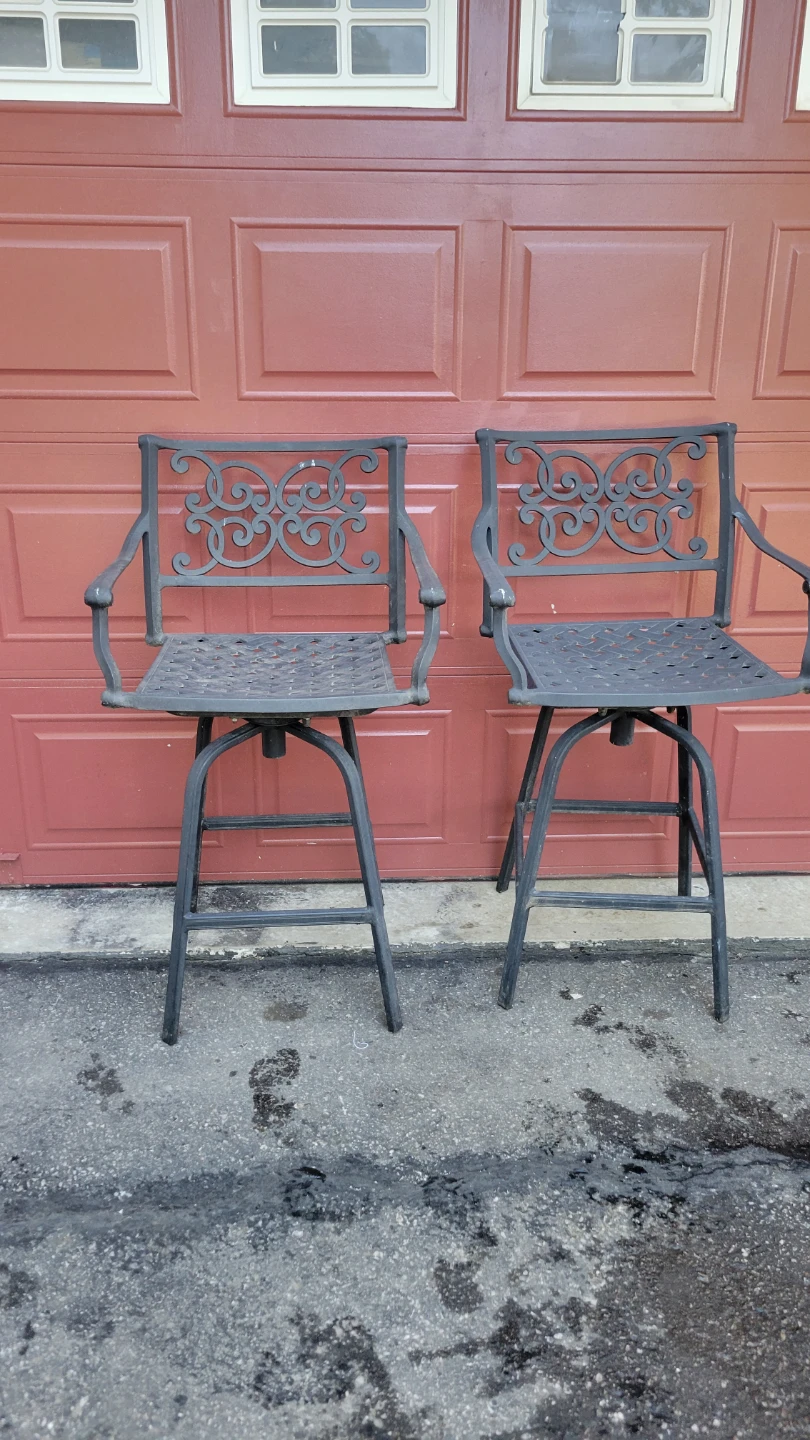 Metal aluminum heavy patio high swivel chairs - photo 2