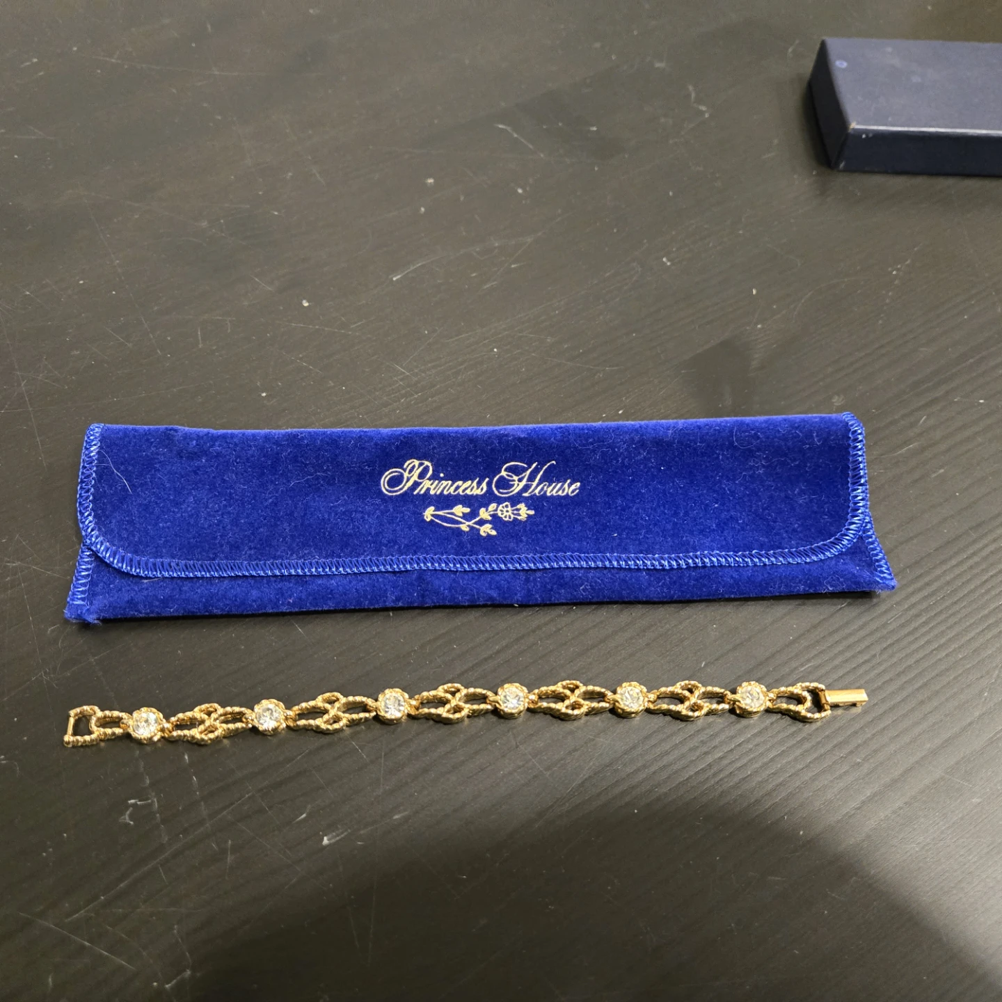 Princess House Luminess Crystal Gold Tone Bracelet with Crystals