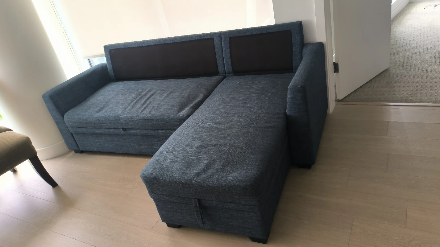 Blue Sectional Sofa Bed with Storage - photo 2