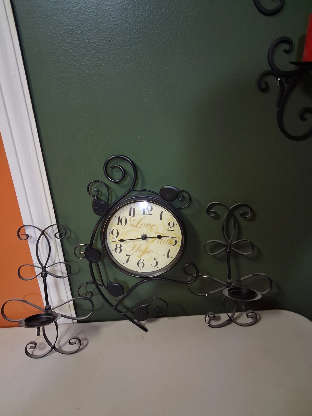 Wall Clock with Candle Holders